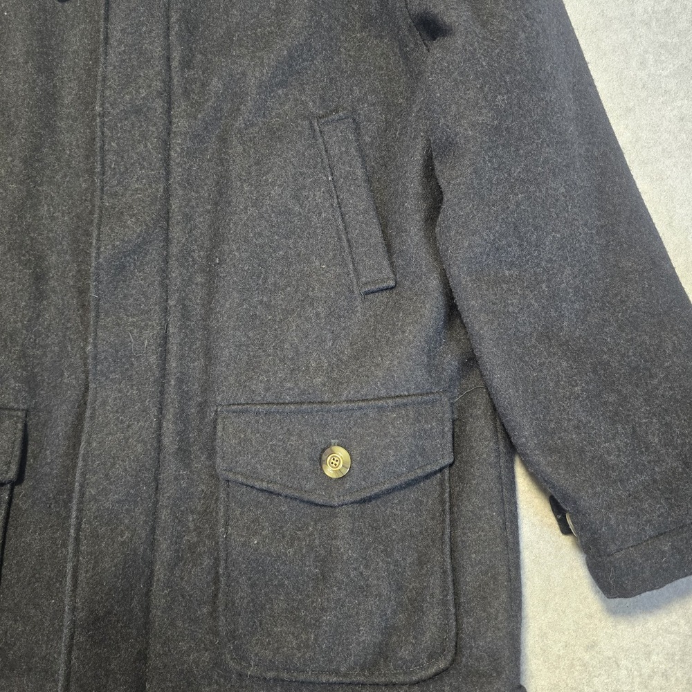 Geo Collection Mens Charcoal Wool Blend Coat L Heavy Winter Professional Classy - Picture 4 of 16
